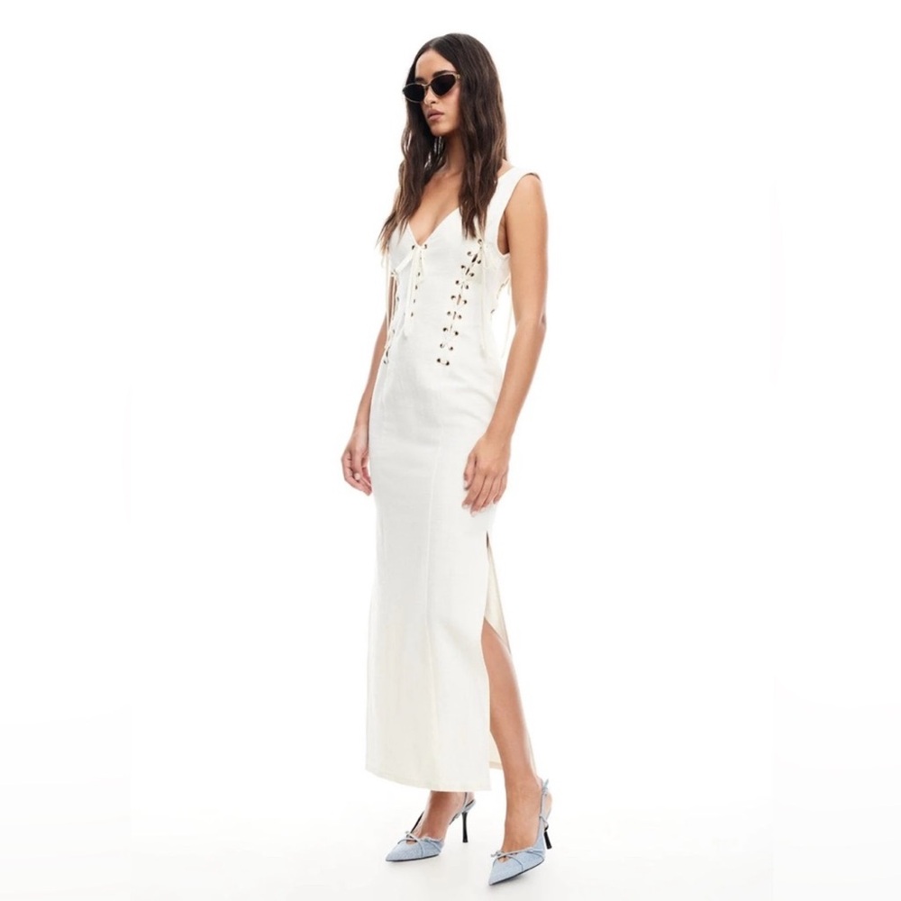 Lioness Ivory Lace-Up Maxi Dress